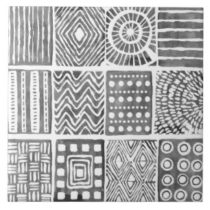 Azulejo Mosaico de cerámica étnica Boho - Ornamento blanco