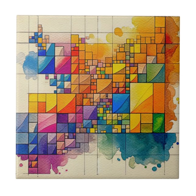 Azulejo Mosaico de cerámica geométrica, pequeño (4,25" x 4 (Frente)