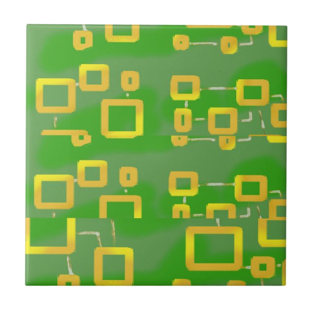 Azulejo Mosaico de cerámica geométrica verde (Frente)