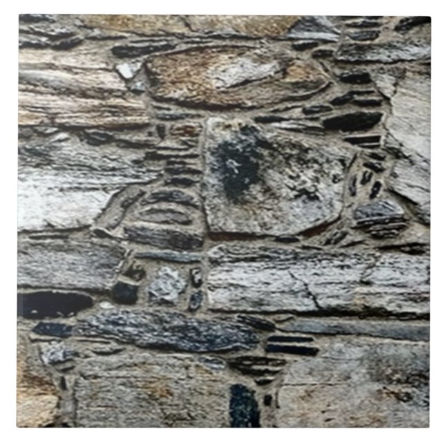 Azulejo Mosaico de cerámica grande con motivos de piedra - (Frente)