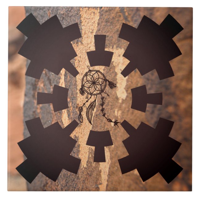 Azulejo Mosaico de cerámica nativa norteamericana del petr (Frente)