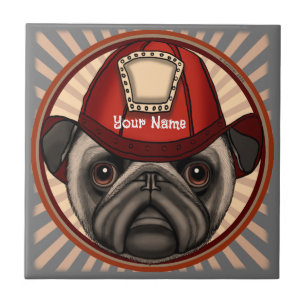 Azulejo Mosaico de cerámica para bomberos Pug