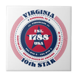 Azulejo Mosaico de cerámica rojo, blanco y azul de Virgini