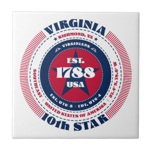 Azulejo Mosaico de cerámica rojo, blanco y azul de Virgini