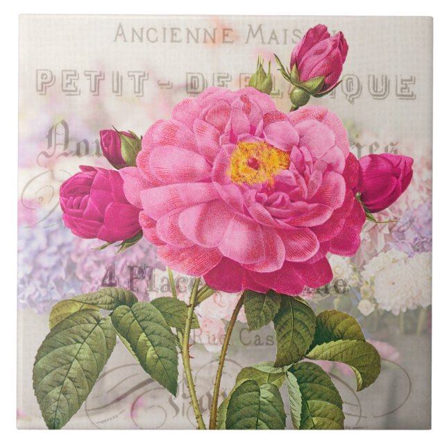 Azulejo Mosaico de cerámica rosa Redoute (Frente)