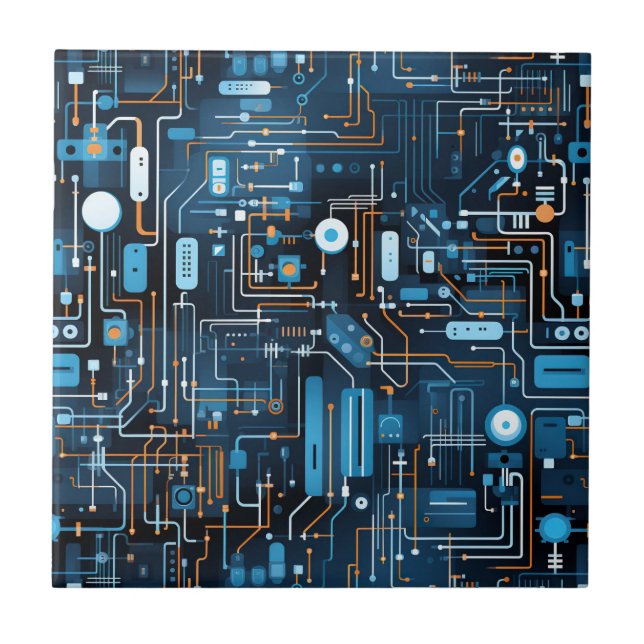 Azulejo Mosaico de circuitos electrónicos (Frente)