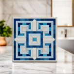 Azulejo Mosaico de clave griega - Marble traviesa y azul<br><div class="desc">Mosaico de clave griega - Marble traviesa y azul</div>
