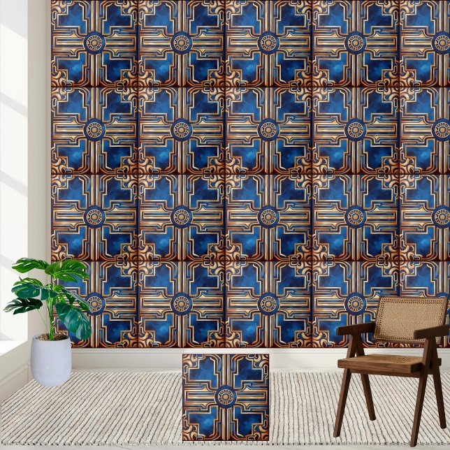 Azulejo mosaico de claves griegas de oro (Subido por el creador)