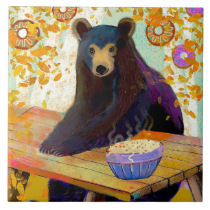 Azulejo Mosaico de cocina cerámica de oso y donuts