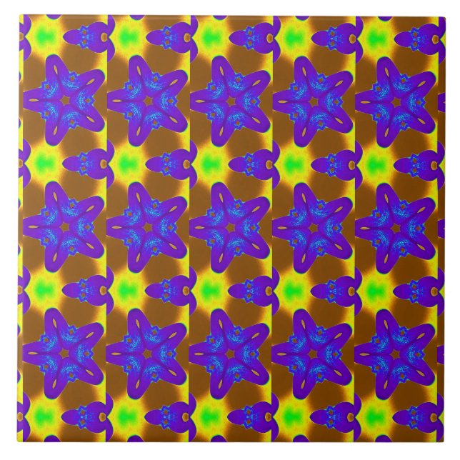 Azulejo mosaico de estrellas púrpura (Frente)