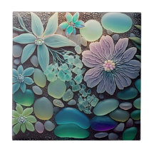 Mosaico de flores de vidrio Pastel Beach