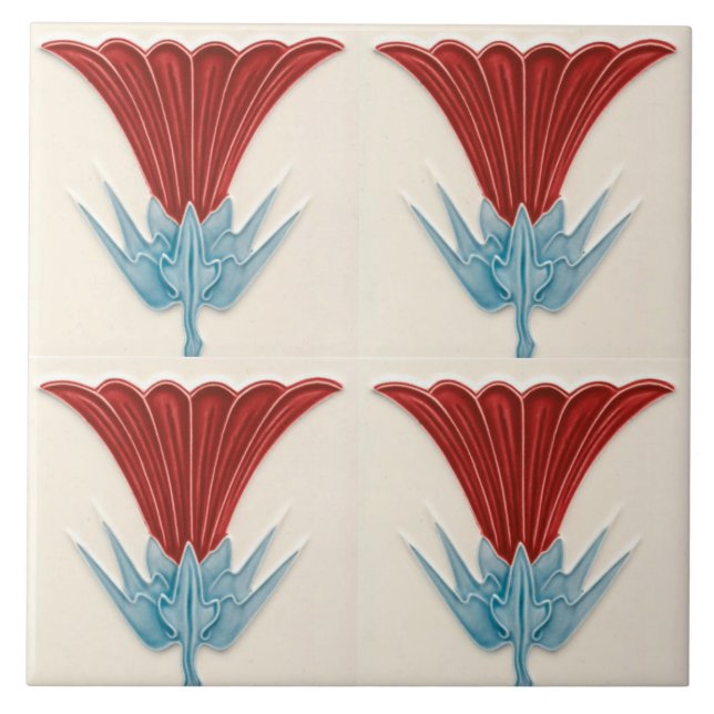 Azulejo Mosaico de flores Jugendstil de Art Nouveau Alemán (Frente)