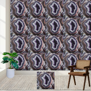 Azulejo Mosaico de Geode morado y blanco