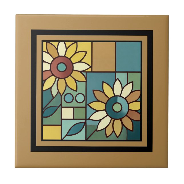 Azulejo Mosaico de girasol simplificado (Frente)