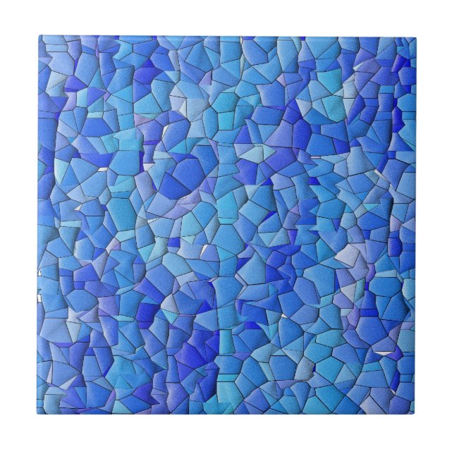 Azulejo Mosaico de guijarros azules del mar - Mezcla De Ba (Frente)