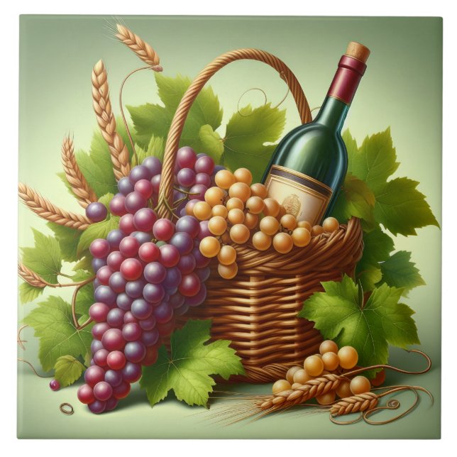 Azulejo Mosaico de impresión de uvas (Frente)