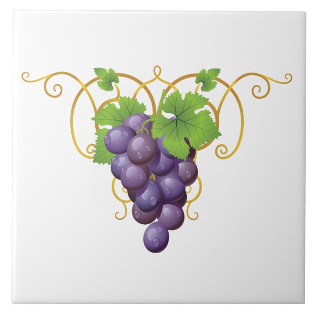 Azulejo Mosaico de impresión de uvas (Frente)