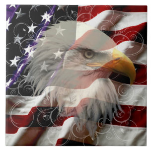 Azulejo Mosaico de la bandera del águila estadounidense