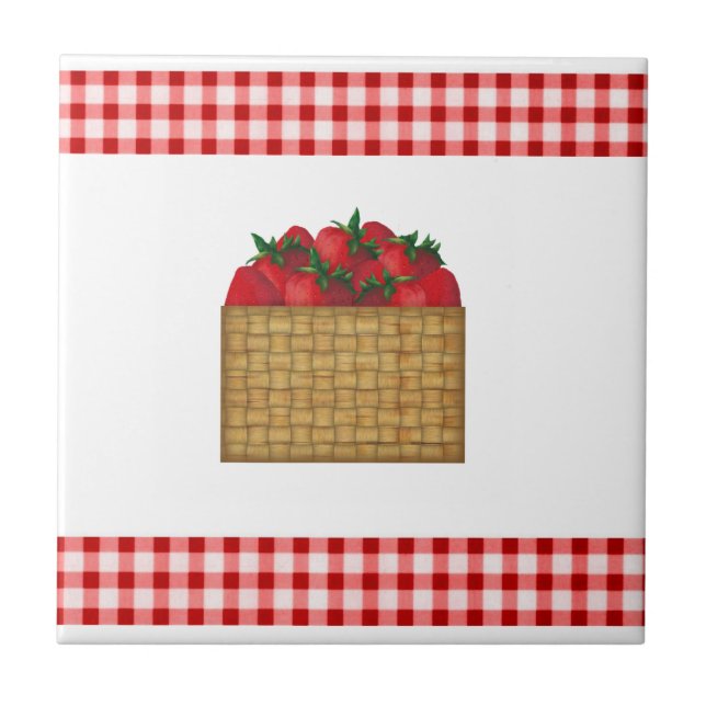 Azulejo Mosaico de la cesta de fresas (Frente)