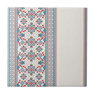 Azulejo Mosaico de la Flora Azul del Océano con franjas de