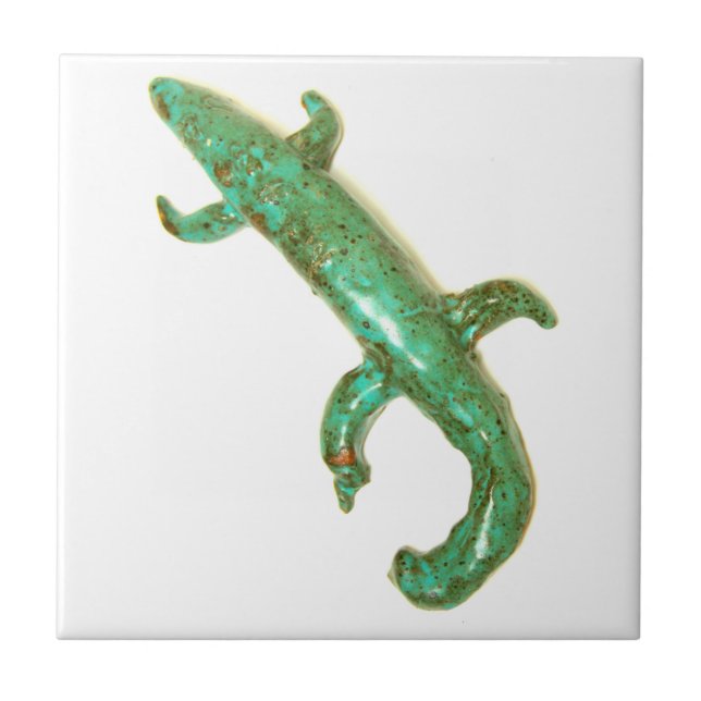 Azulejo mosaico de lagarto verde (Frente)