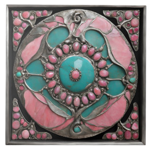 Azulejo Mosaico de Mandala Inspirado en Piedras Preciosas