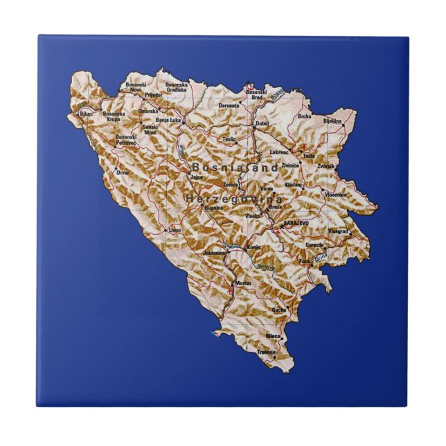 Azulejo Mosaico de mapas de Bosnia (Frente)