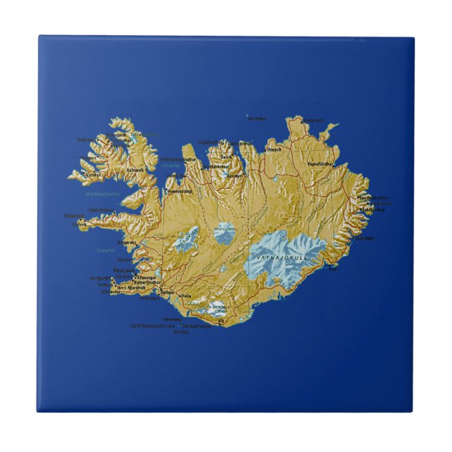 Azulejo Mosaico de mapas de Islandia (Frente)
