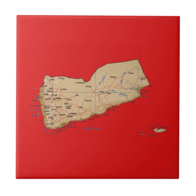 Azulejo Mosaico de mapas de Yemen (Frente)