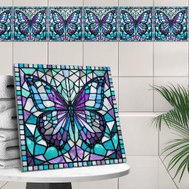 Azulejo Mosaico de mariposa - Ametismo Aquamarine