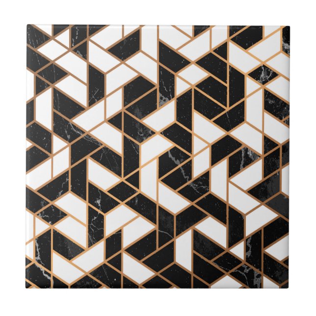 Azulejo Mosaico de mármol negro y blanco (Frente)