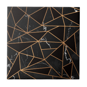 Azulejo Mosaico de mármol negro y de oro