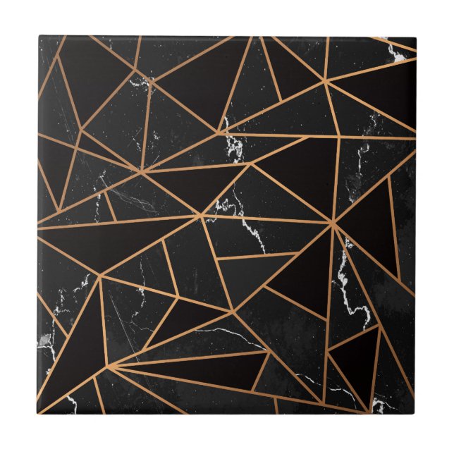 Azulejo Mosaico de mármol negro y de oro (Frente)