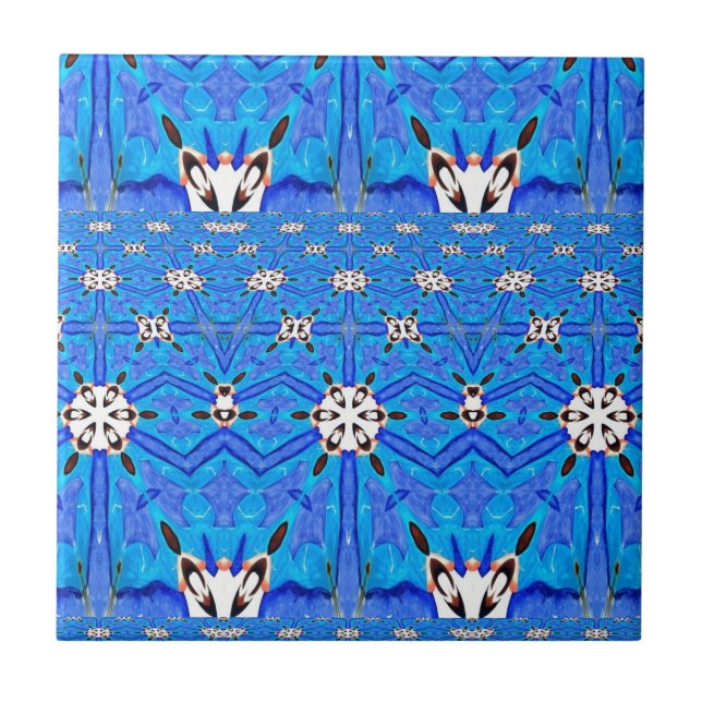 Azulejo mosaico de matriz de cuadrícula geométrica azul (Frente)