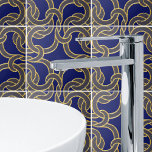 Azulejo Mosaico De Patrón Sin Maravilla De Knot Azul Y Oro<br><div class="desc">Elegante estampado celta sin fisuras para añadir un toque espiritual a su hogar.</div>