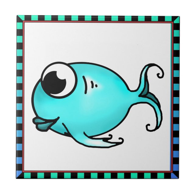 Azulejo Mosaico de peces azules (Frente)