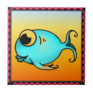 Azulejo Mosaico de peces azules