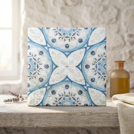 Azulejo Mosaico de Piedra Agrietada Falsa Azul Vintage Bla