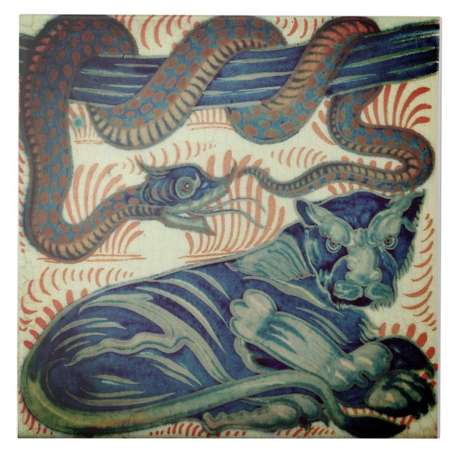 Azulejo Mosaico de serpiente de tigre de estilo Art Nouvea (Frente)