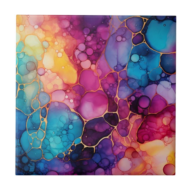 Azulejo Mosaico de tinta arco iris (Frente)