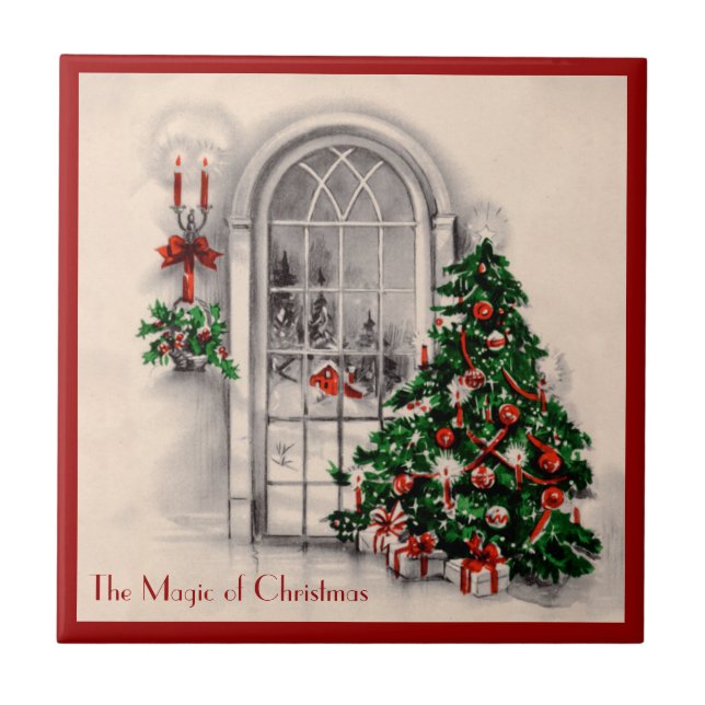 Azulejo Mosaico de ventana de Navidad vintage (Frente)