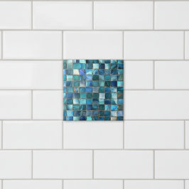 Azulejo Mosaico de vidrio azul acua costero
