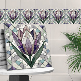Azulejo Mosaico de vidrio teñido de flores de tulipán