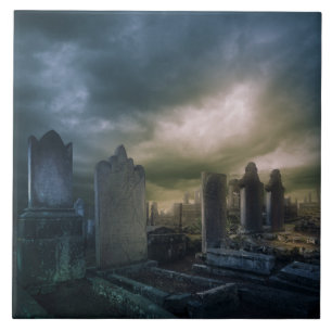 Azulejo Mosaico de visualización gótico de cementerio