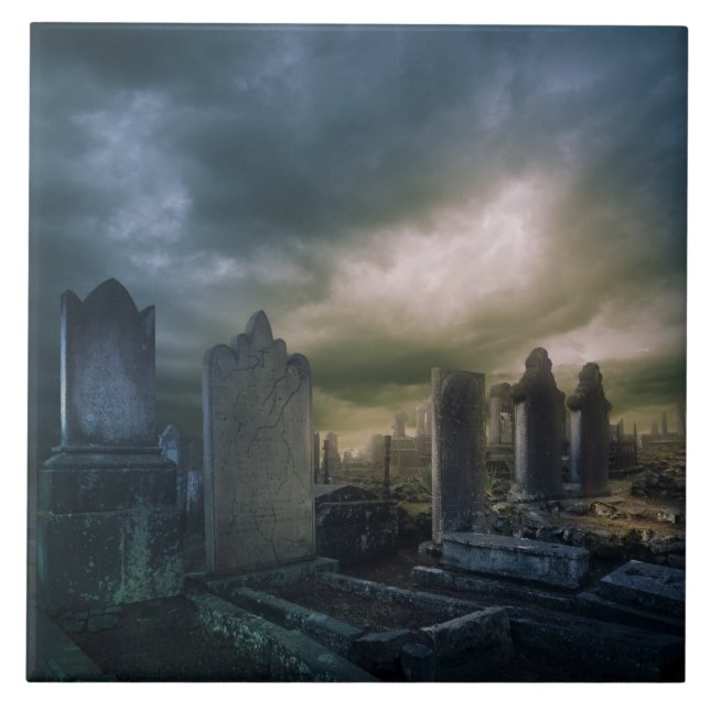 Azulejo Mosaico de visualización gótico de cementerio (Frente)