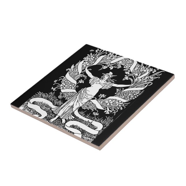 Azulejo Mosaico de Wreath Floral Vintage (Lado)