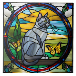 Azulejo Mosaico decorativo de gato de Shorthair británico