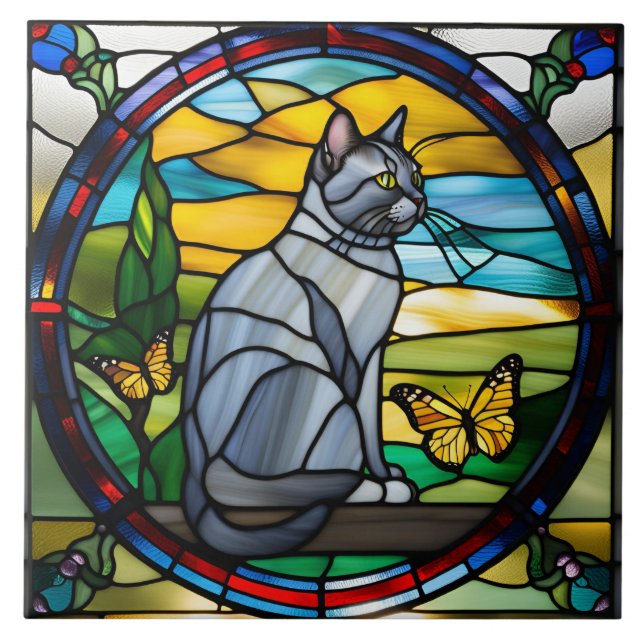 Azulejo Mosaico decorativo de gato de Shorthair británico (Frente)