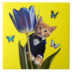Azulejo Mosaico decorativo de tabby Tulip