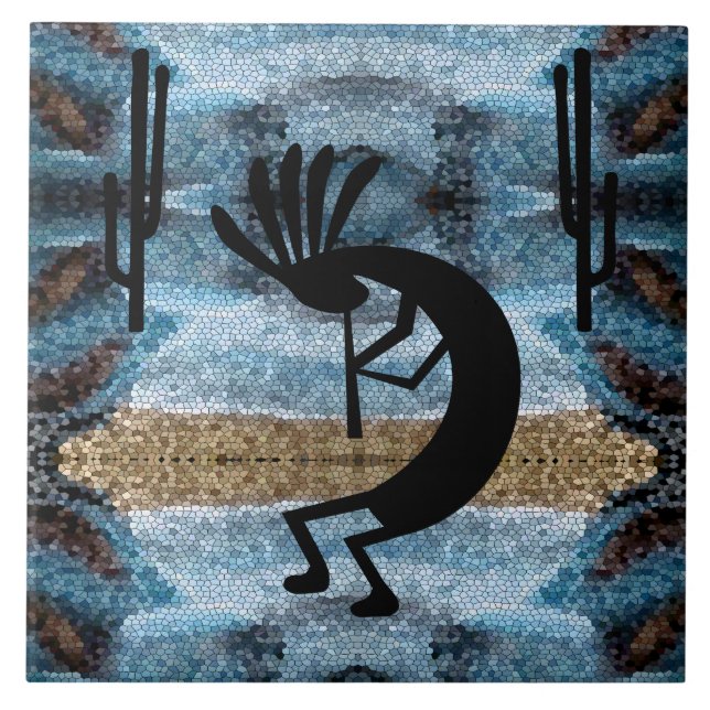 Azulejo Mosaico del desierto del suroeste de Kokopelli L A (Frente)